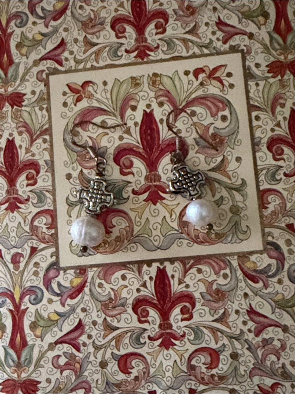 Fresh water white pearls sterling silver fish hook wires earrings